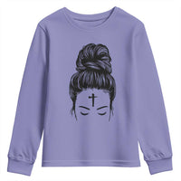 Ash Wednesday Messy Bun Ashes Cross Christian Religious Youth Sweatshirt