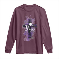 40 Days Christian Religious Long Sleeve Shirt Ash Wednesday Ashes Cross