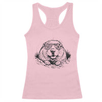 Funny Groundhog Face Woodchuck Sunglassess Racerback Tank Top - Wonder Print Shop