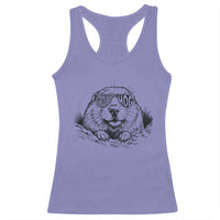 Funny Groundhog Face Woodchuck Sunglassess Racerback Tank Top - Wonder Print Shop