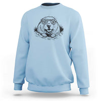 Funny Groundhog Face Woodchuck Sunglassess Sweatshirt - Wonder Print Shop