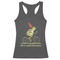 Funny Frog St Patricks Day Racerback Tank Top Off To Commit Irish Foolery Four Leaf Clover