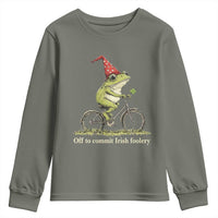 Funny Frog St Patricks Day Youth Sweatshirt Off To Commit Irish Foolery Four Leaf Clover