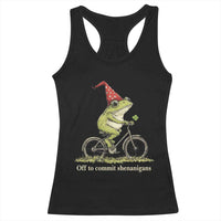 Funny Frog St Patricks Day Racerback Tank Top Off To Commit Shenanigans Four Leaf Clover