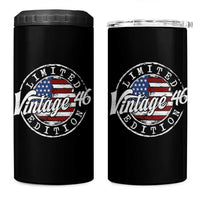 Funny 80th Birthday 4 in 1 Can Cooler Tumbler Vintage 1946 Stamp 80 Years Old American Flag