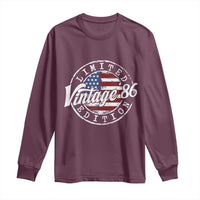 Funny 40th Birthday Long Sleeve Shirt Vintage 1986 Stamp 40 Years Old American Flag