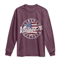 Funny 50th Birthday Long Sleeve Shirt Vintage 1976 Stamp 50 Years Old American Flag