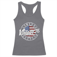 Funny 50th Birthday Racerback Tank Top Vintage 1976 Stamp 50 Years Old American Flag