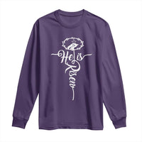 Easter He Is Risen Long Sleeve Shirt Christian Easter Day Religious Cross
