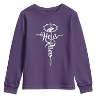 Easter He Is Risen Youth Sweatshirt Christian Easter Day Religious Cross