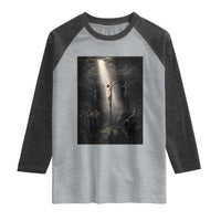 Jesus Christ Crucifixion Scene Religious Christian Easter Raglan Shirt