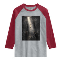 Jesus Christ Crucifixion Scene Religious Christian Easter Raglan Shirt