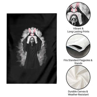 Funny Scary Bunny Face Ghost Heart Hand Sign Easter Day Garden Flag