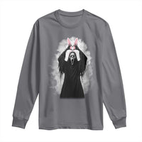 Funny Scary Bunny Face Ghost Heart Hand Sign Easter Day Long Sleeve Shirt