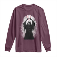 Funny Scary Bunny Face Ghost Heart Hand Sign Easter Day Long Sleeve Shirt
