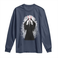 Funny Scary Bunny Face Ghost Heart Hand Sign Easter Day Long Sleeve Shirt