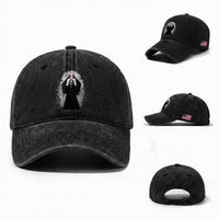 Funny Scary Bunny Face Ghost Heart Hand Sign Easter Day Washed Cotton Baseball Cap