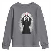 Funny Scary Bunny Face Ghost Heart Hand Sign Easter Day Youth Sweatshirt