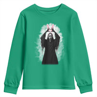 Funny Scary Bunny Face Ghost Heart Hand Sign Easter Day Youth Sweatshirt