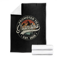 Promoted To Grandpa Est 2026 Throw Blanket Grandparents Baby Announcement Retro Mountain