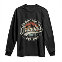 Promoted To Grandpa Est 2026 Long Sleeve Shirt Grandparents Baby Announcement Retro Mountain