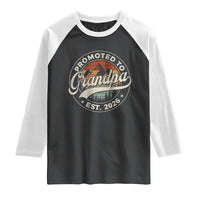 Promoted To Grandpa Est 2026 Raglan Shirt Grandparents Baby Announcement Retro Mountain