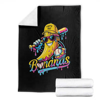 Funny Banana Baseball Drip Throw Blanket Lets Go Bananas Ice Cream Dripping Sport