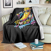 Funny Banana Baseball Drip Throw Blanket Lets Go Bananas Ice Cream Dripping Sport