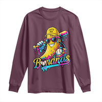 Funny Banana Baseball Drip Long Sleeve Shirt Lets Go Bananas Ice Cream Dripping Sport