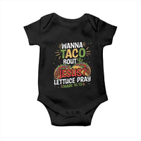 Funny Wanna Taco Bout Jesus Lettuce Pray Baby Onesie Cinco de Mayo Christian Bible Verse