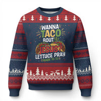 Funny Wanna Taco Bout Jesus Lettuce Pray Ugly Christmas Sweater Cinco de Mayo Christian Bible Verse - Wonder Print Shop