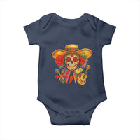 Funny Cinco De Mayo Sugar Skull Sombrero Hat Bow Baby Onesie