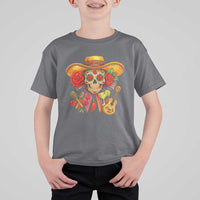 Funny Cinco De Mayo Sugar Skull Sombrero Hat Bow T Shirt For Kid