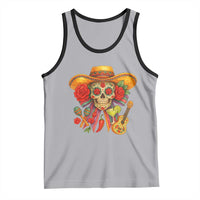 Funny Cinco De Mayo Sugar Skull Sombrero Hat Bow Tank Top