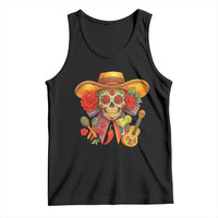 Funny Cinco De Mayo Sugar Skull Sombrero Hat Bow Tank Top