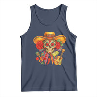 Funny Cinco De Mayo Sugar Skull Sombrero Hat Bow Tank Top