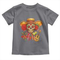 Funny Cinco De Mayo Sugar Skull Sombrero Hat Bow Toddler T Shirt