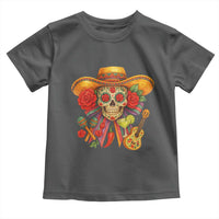 Funny Cinco De Mayo Sugar Skull Sombrero Hat Bow Toddler T Shirt