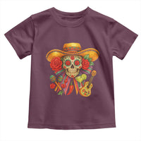 Funny Cinco De Mayo Sugar Skull Sombrero Hat Bow Toddler T Shirt