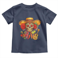 Funny Cinco De Mayo Sugar Skull Sombrero Hat Bow Toddler T Shirt