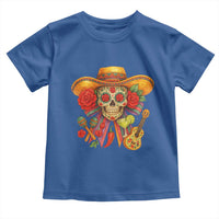 Funny Cinco De Mayo Sugar Skull Sombrero Hat Bow Toddler T Shirt