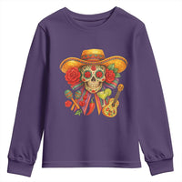 Funny Cinco De Mayo Sugar Skull Sombrero Hat Bow Youth Sweatshirt