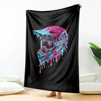Motocross Helmet Drip Ice Cream Melt Graphic Dirt Bike Racing Throw Blanket