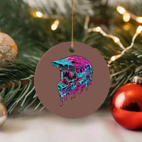 Motocross Helmet Drip Ice Cream Melt Graphic Dirt Bike Racing Ceramic Ornament