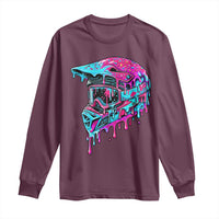 Motocross Helmet Drip Ice Cream Melt Graphic Dirt Bike Racing Long Sleeve Shirt
