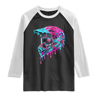 Motocross Helmet Drip Ice Cream Melt Graphic Dirt Bike Racing Raglan Shirt