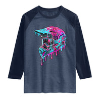 Motocross Helmet Drip Ice Cream Melt Graphic Dirt Bike Racing Raglan Shirt
