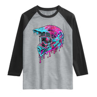 Motocross Helmet Drip Ice Cream Melt Graphic Dirt Bike Racing Raglan Shirt