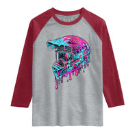 Motocross Helmet Drip Ice Cream Melt Graphic Dirt Bike Racing Raglan Shirt