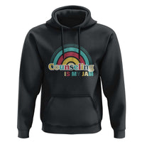 Mental Illness Awareness Hoodie Couseling Is My Jam Retro Groove Rainbow - Wonder Print Shop